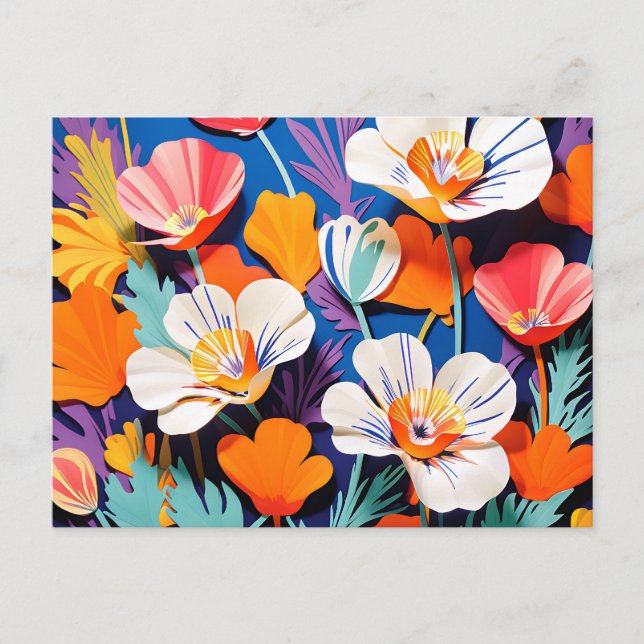 Postal Amapolas de California de arte pop audaz (Anverso)