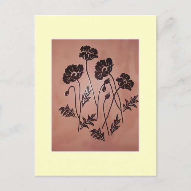 Postal Amapolas del terciopelo del vintage (Anverso)