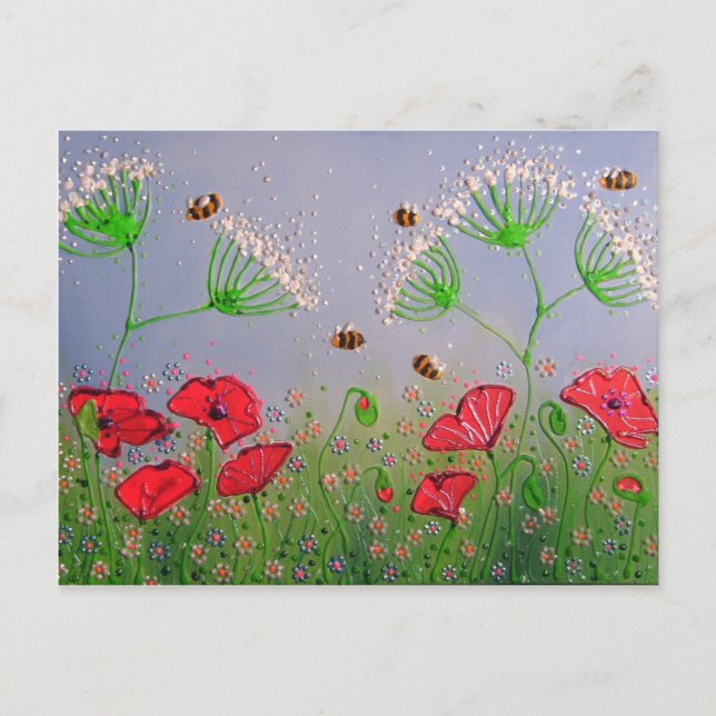 Postal Amapolas y abejas (Anverso)