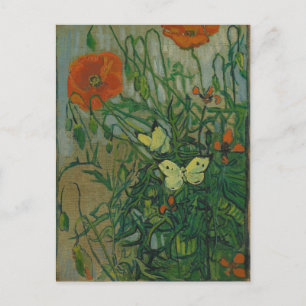 Postal Amapolas y Mariposas por Vincent Van Gogh