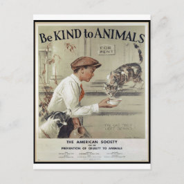 Postal Amar a los animales - Afiche de época