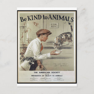 Postal Amar a los animales - Afiche de época