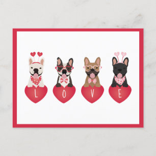 Postal Amar a los Bulldoges franceses de San Valentín