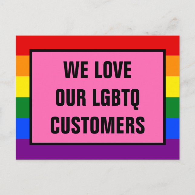 Postal Amar a nuestros clientes gay LGBTQ Bandera del Org (Anverso)