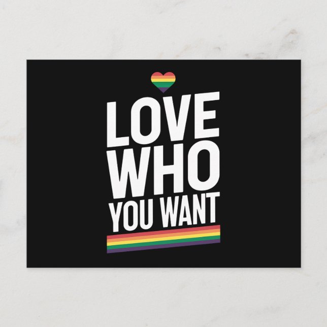 Postal Amar a quién quieres la bandera del orgullo gay ar (Anverso)