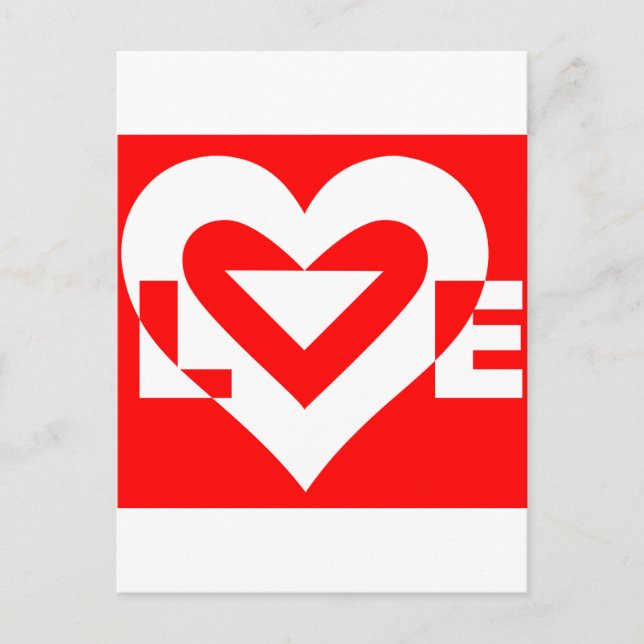 Postal Amar el blanco en rojo (Anverso)