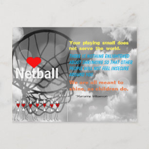 Postal Amar el diseño de Netball y la cita Inspiradora