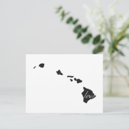 Postal Amar el mapa de Hawaii con forma de tablero negro
