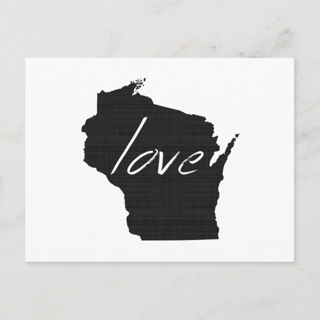 Postal Amar el mapa de Wisconsin con forma de tablero neg (Anverso)