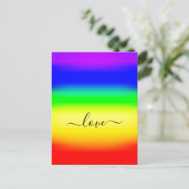 Postal Amar el orgullo LGBT arcoiris Ombre Script Swash