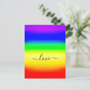 Postal Amar el orgullo LGBT arcoiris Ombre Script Swash