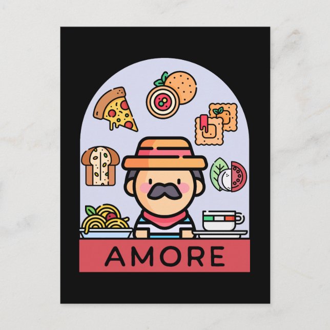 Postal Amar la comida italiana (Anverso)