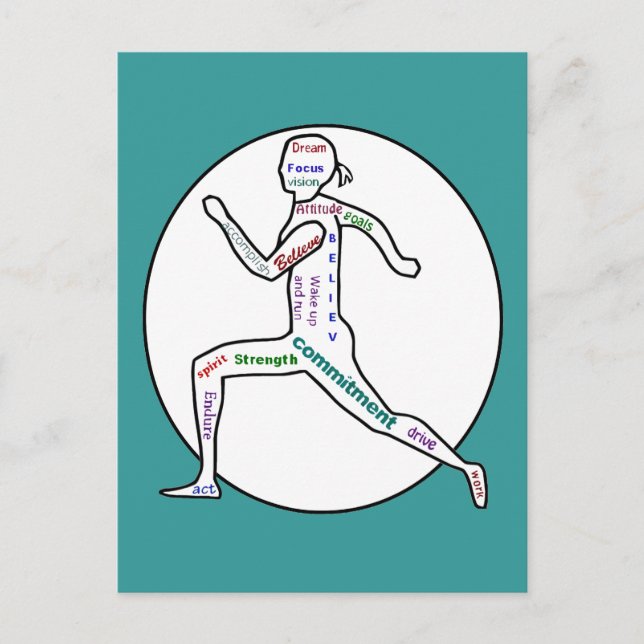 Postal Amar las palabras motivacionales para los corredor (Anverso)