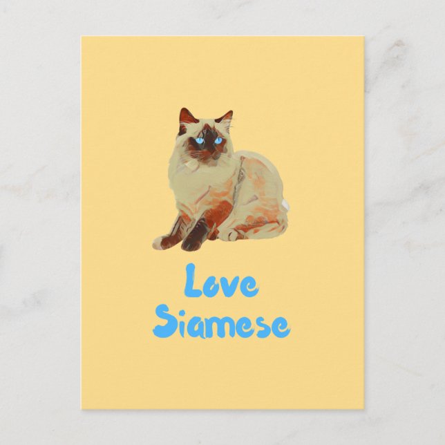 Postal Amar los gatos siameses (Anverso)
