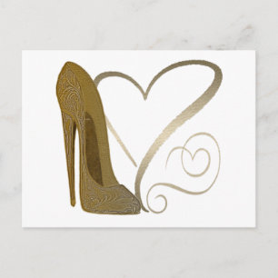 Postal Amar los zapatos y corazones vintage Stiletto