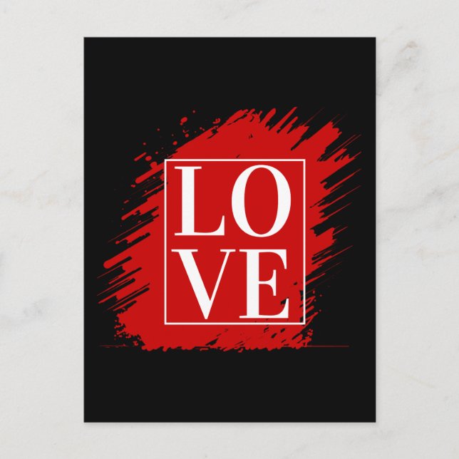 POSTAL AMAR TIPOGRAFÍA BLANCA ARTE ROJO (Anverso)