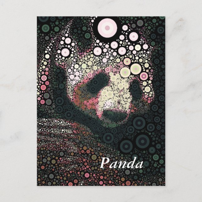 Postal amarilla rosa panda gigante de arte pop (Anverso)