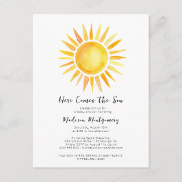 Postal Amarillo alegre llega el Baby Shower del hijo