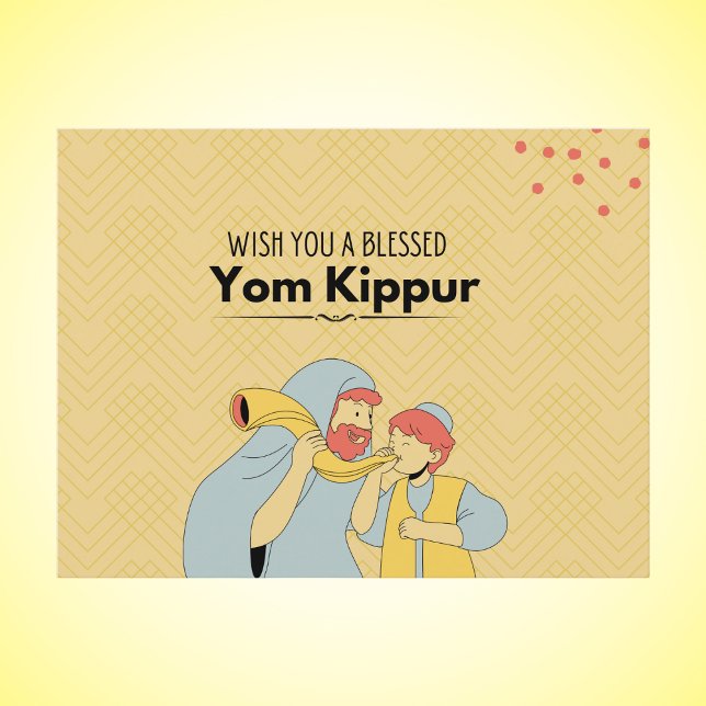 Postal Amarillo bendito de Yom Kippur ilustrado (Subido por el creador)