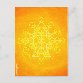 Postal Amarillo brillante de la geometría sagrada de la