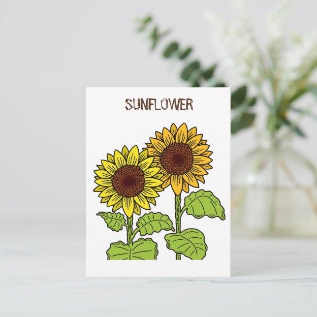 Postal Amarillo de girasol (Anverso de pie)