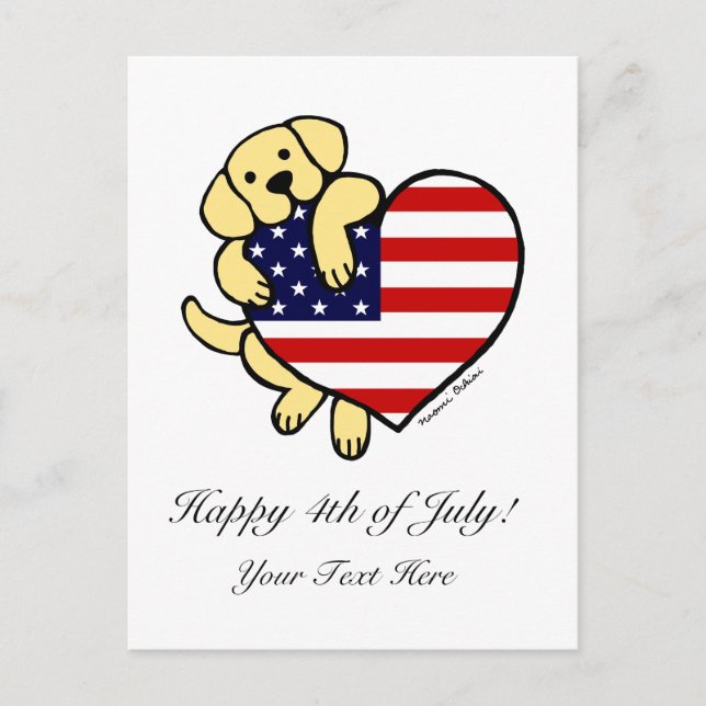 Postal Amarillo Labrador Corazón Americano 2 (Anverso)