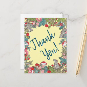 Postal Amarillo lindo Gracias Ratón Ratón Woodland