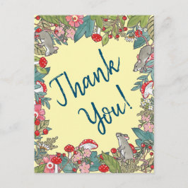 Postal Amarillo lindo Gracias Ratón Ratón Woodland