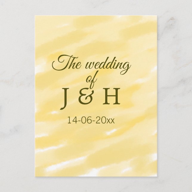 Postal Amarillo mantequilla pastel la boda de pareja nomb (Anverso)