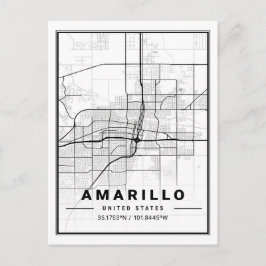 Postal Amarillo Texas Poster de Mapa de la Ciudad de Viaj