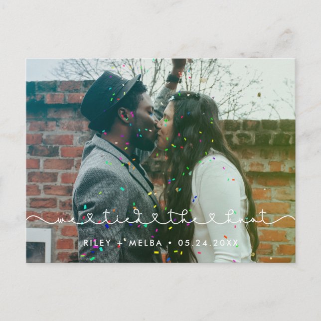 Postal Amarramos el nudo Cute conectando la foto del tipo (Anverso)