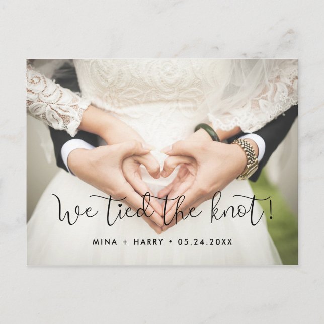 Postal Amarramos el nudo de la foto del boda Whimsical (Anverso)