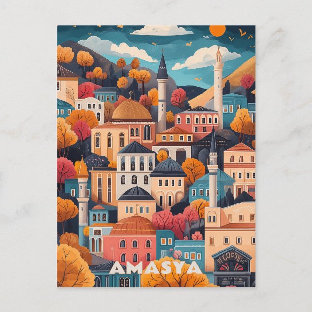 Postal Amasya en viajes de otoño (Anverso)