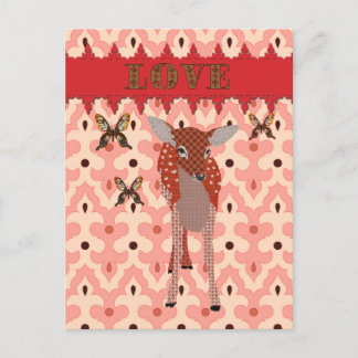 Postal Amber Fawn y Golddust Butterflies Pink Love Post