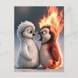 Postal Amber & Frosty Fire and Ice Penguin Poster
