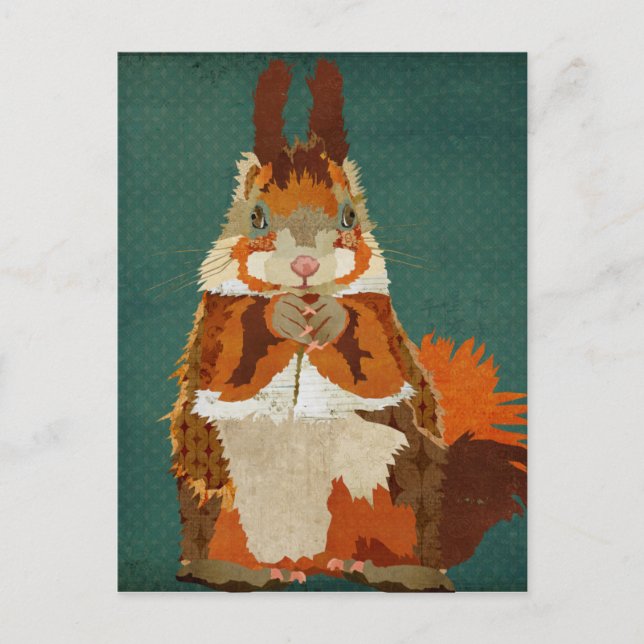 Postal Amber Squirrel Retro Postcard (Anverso)