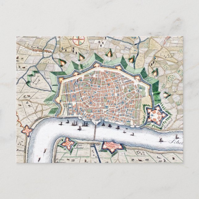 Postal Amberes, Amberes - Mapa de Antigüedades de Bélgica (Anverso)