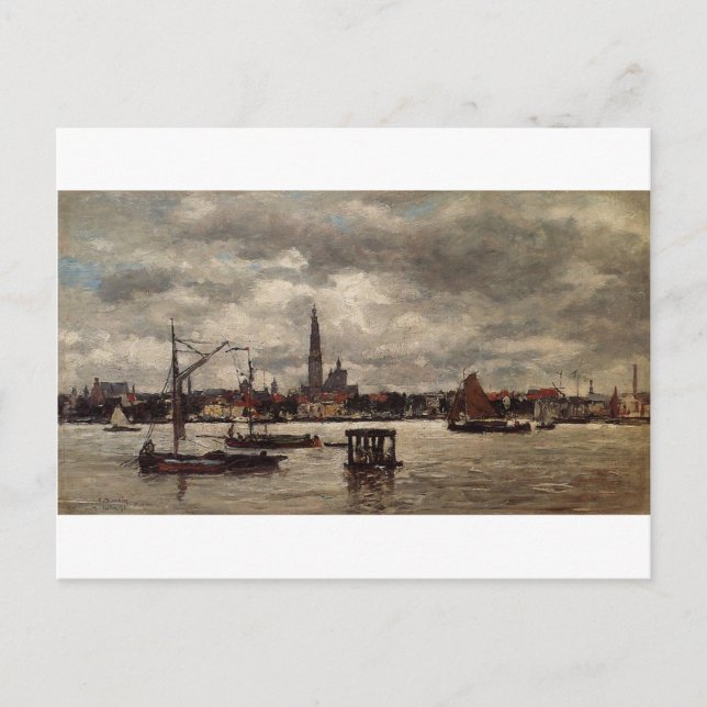 Postal Amberes, el Schelde de Eugene Boudin (Anverso)