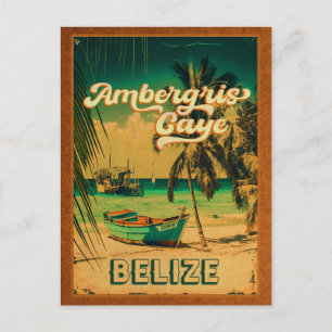 Postal Ambergris Caye Belice Vintage Palm Trevenirs