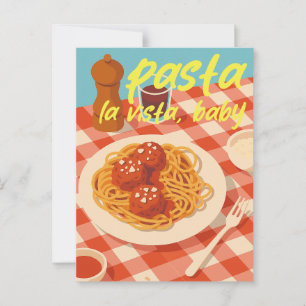 Postal Ambiente de restaurante italiano retro con broma d