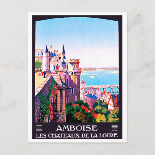 Postal Amboise, castillo medieval, Francia