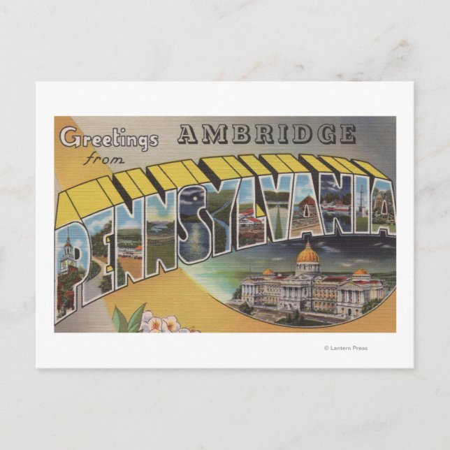 Postal Ambridge, Pensilvania - Escenas de letras grandes (Anverso)