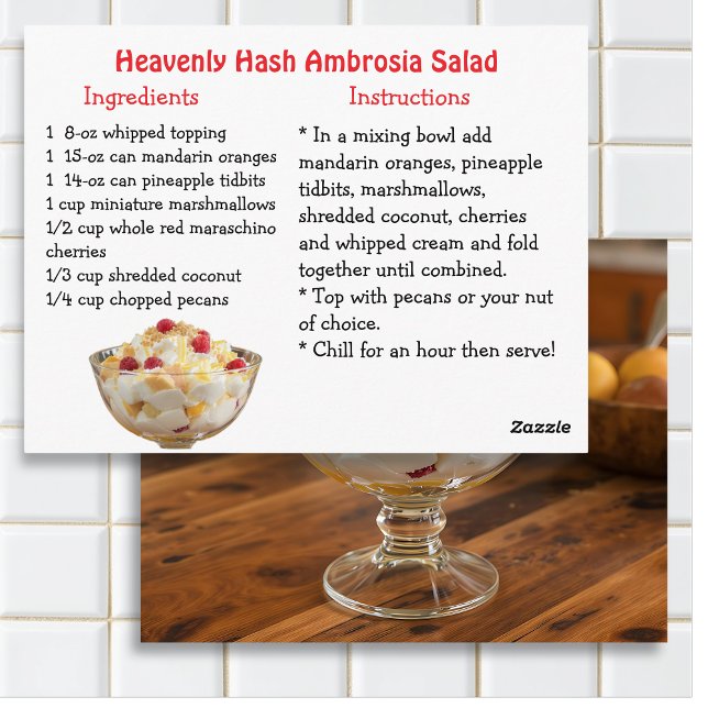 Postal Ambrosia Salad Recipe Card (Subido por el creador)