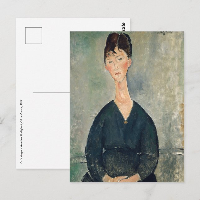 Postal Amedeo Modigliani - Cantante de café (Anverso / Reverso)