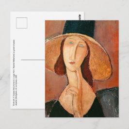 Postal Amedeo Modigliani - Jeanne Hebuterne en gran Gorra