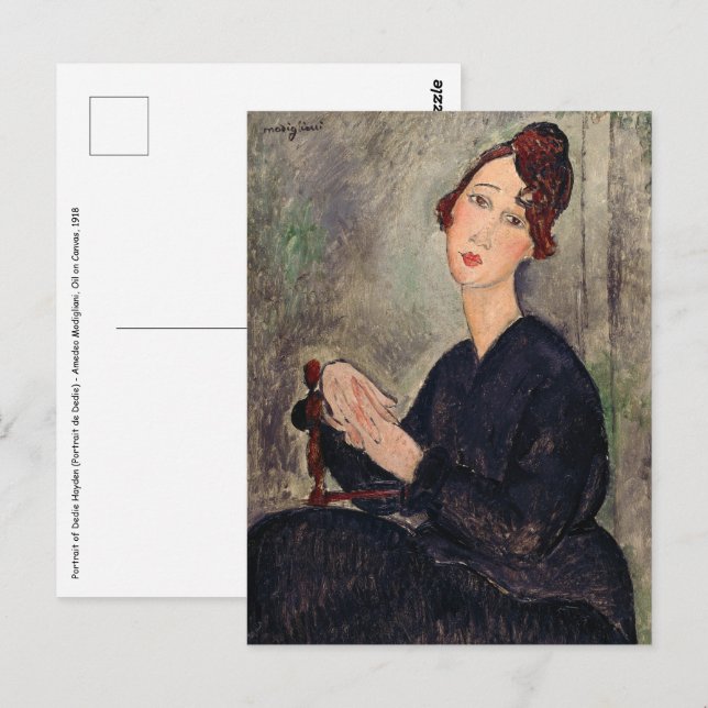 Postal Amedeo Modigliani - Retrato de Dedie Hayden (Anverso / Reverso)