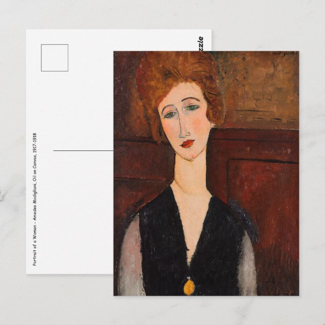 Postal Amedeo Modigliani - Retrato de una mujer (Anverso / Reverso)