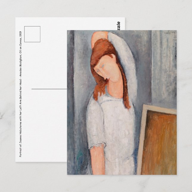 Postal Amedeo Modigliani - Retrato Jeanne Hebuterne #1 (Anverso / Reverso)