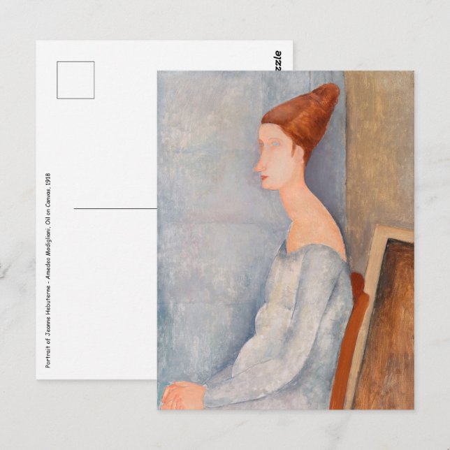 Postal Amedeo Modigliani - Retrato Jeanne Hebuterne #3 (Anverso / Reverso)