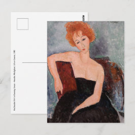 Postal Amedeo Modigliani - Vestido nocturno Chica pelirro